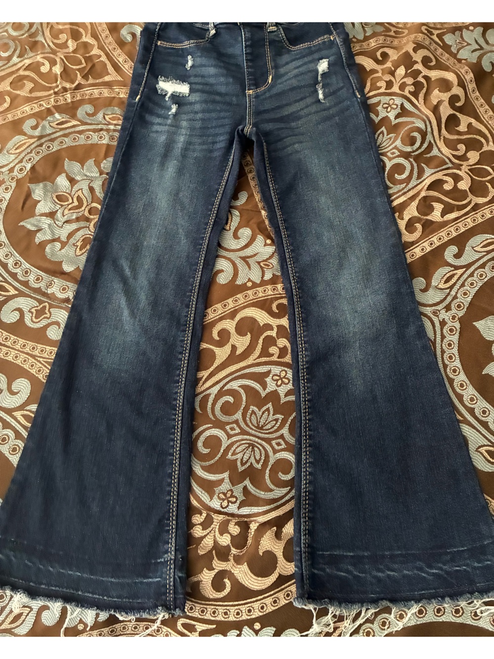 Old Navy Dark Blue Girls' Flared Jeans with Light Distressing